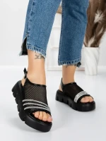 Sandale Dama cu Talpa Joasa 5HXS21 BLACK-WHITE | MEI
