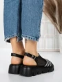 Sandale Dama cu Talpa Joasa 5HXS21 BLACK-WHITE | MEI
