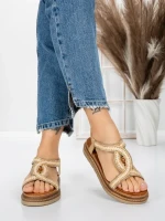 Sandale Dama cu Talpa Joasa 5GZ39 BEIGE | MEI