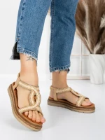 Sandale Dama cu Talpa Joasa 5GZ39 BEIGE | MEI