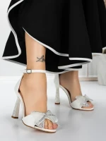 Sandale Dama cu Toc Subtire 5XKK15 WHITE | MEI