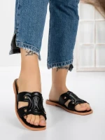 Papuci Dama cu Talpa Joasa 3AW307 BLACK | MEI