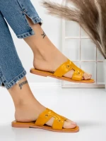 Papuci Dama cu Talpa Joasa 3AW307 YELLOW | MEI