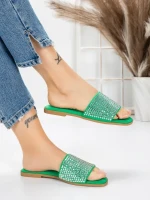 Papuci Dama cu Talpa Joasa 3AQ18 GREEN | MEI