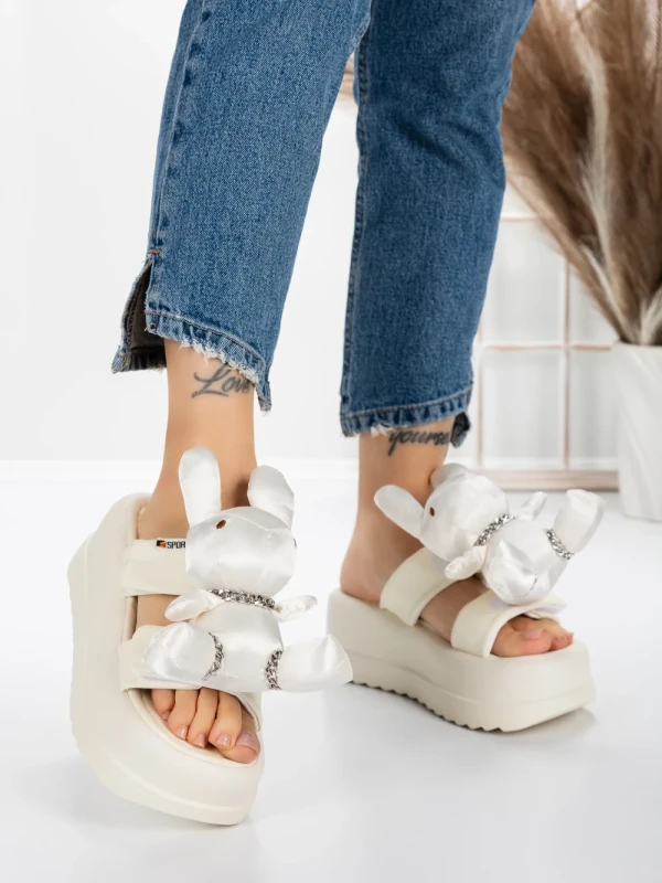 Papuci Dama cu Platforma 3WL229 WHITE | MEI