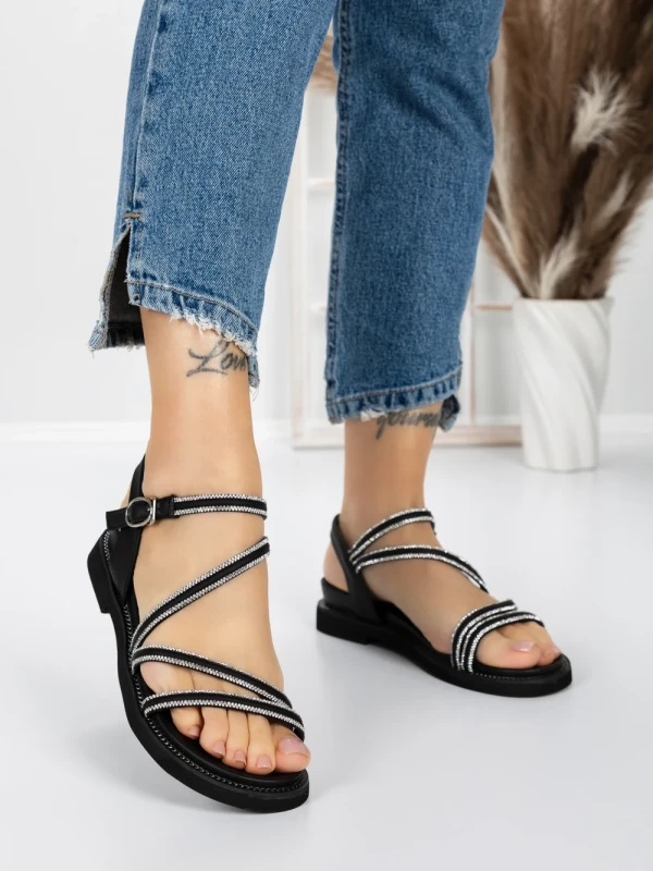 Sandale Dama cu Talpa Joasa 3AW309 BLACK | MEI