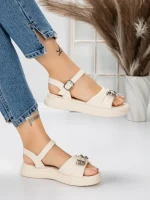 Sandale Dama cu Talpa Joasa 5WL23 BEIGE | MEI