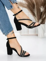 Sandale Dama cu Toc Gros 3AXKK188 BLACK | MEI