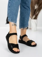 Sandale Dama cu Talpa Joasa 5XJ56 BLACK | MEI