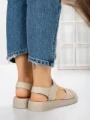 Sandale Dama cu Talpa Joasa 5XJ56 BEIGE | MEI