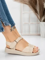 Sandale Dama cu Talpa Joasa 5XJ56 BEIGE | MEI