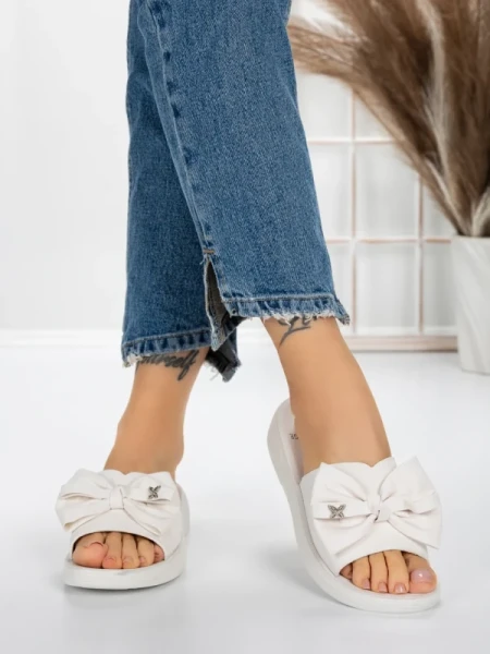 Papuci Dama cu Talpa Joasa 5XJ57 WHITE | MEI