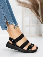 Sandale Dama cu Talpa Joasa 5XJ66 BLACK | MEI