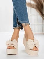 Papuci Dama cu Platforma 5WL8 BEIGE | MEI