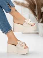 Papuci Dama cu Platforma 5WL8 BEIGE | MEI