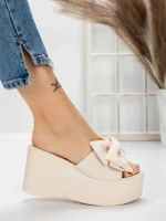 Papuci Dama cu Platforma 5WL8 BEIGE | MEI
