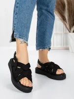 Sandale Dama cu Talpa Joasa 5H17 BLACK | MEI