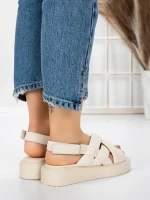 Sandale Dama cu Talpa Joasa 5H17 BEIGE | MEI