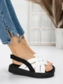 Sandale Dama cu Talpa Joasa 5H17 WHITE-BLACK | MEI
