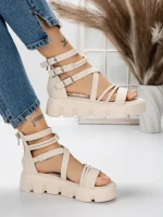 Sandale Dama cu Platforma 5HXS16 BEIGE | MEI