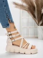 Sandale Dama cu Platforma 5HXS16 BEIGE | MEI