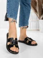 Papuci Dama cu Talpa Joasa 5PT2 BLACK | MEI