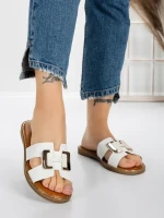 Papuci Dama cu Talpa Joasa 5PT2 WHITE | MEI