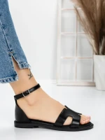 Sandale Dama cu Talpa Joasa 5PT6 BLACK | MEI