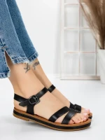 Sandale Dama cu Talpa Joasa 3GZ37 BLACK | MEI