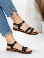 Sandale Dama cu Talpa Joasa 3GZ37 BLACK | MEI