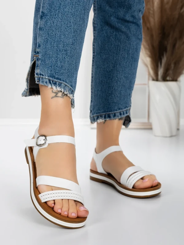 Sandale Dama cu Talpa Joasa 3GZ37 WHITE | MEI