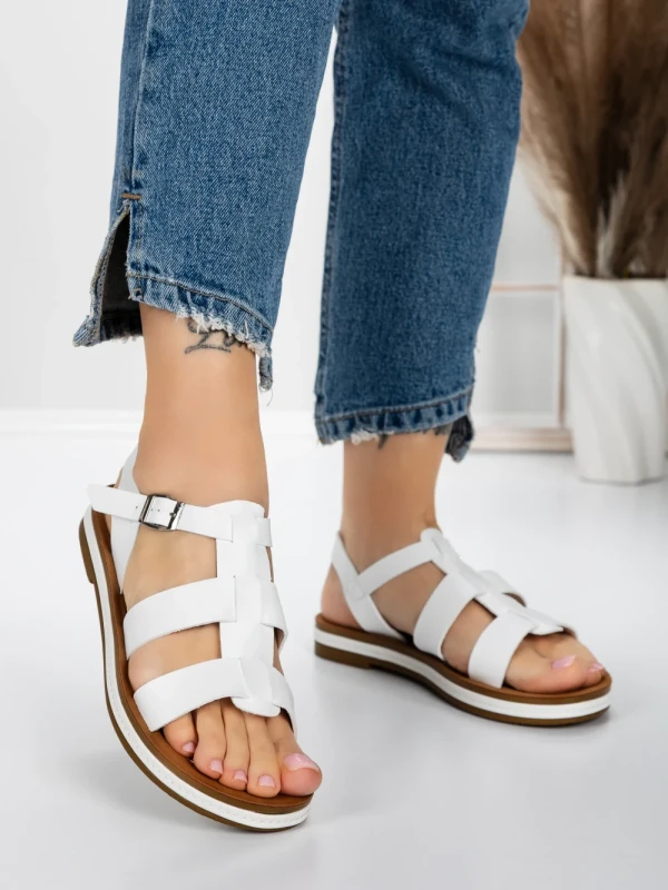 Sandale Dama cu Talpa Joasa 3GZ38 WHITE | MEI