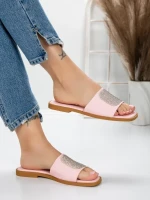 Papuci Dama cu Talpa Joasa 3AW308 PINK | MEI