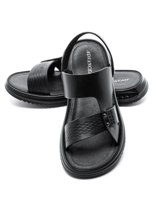 Sandale Barbati din piele naturala 56287 BLACK | ADVANCER