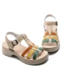 Sandale Dama din piele naturala 246609T APRICOT-GREEN | FORMAZIONE