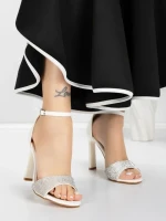 Sandale Dama cu Toc Subtire 5XKK19 WHITE | MEI