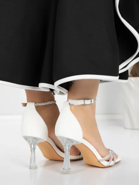 Sandale Dama cu Toc Subtire 5XKK20 WHITE | MEI