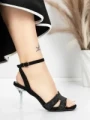 Sandale Dama cu Toc Subtire 5XKK21 BLACK | MEI