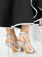 Sandale Dama cu Toc Subtire 5XKK21 SILVER | MEI