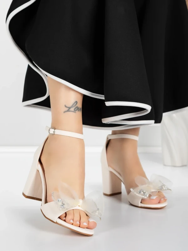 Sandale Dama cu Toc Gros 5XKK23 BEIGE | MEI