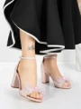 Sandale Dama cu Toc Gros 5XKK23 CHAMPAGNE | MEI