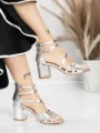 Sandale Dama cu Toc Gros 5XKK26 SILVER | MEI