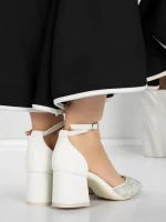 Pantofi cu Toc Gros 5XKK36 WHITE | MEI