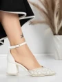 Pantofi cu Toc Gros 5XKK36 WHITE | MEI