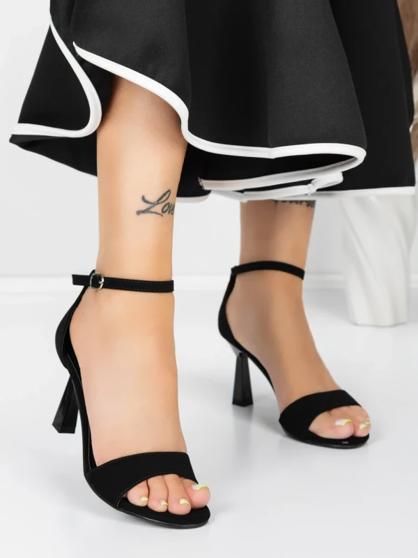 Sandale Dama cu Toc Subtire 5XKK13 BLACK | MEI