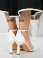 Sandale Dama cu Toc Subtire 5XKK13 WHITE | MEI