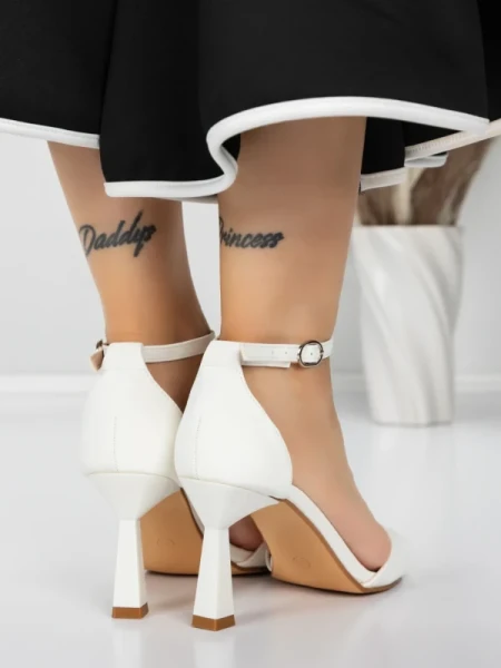 Sandale Dama cu Toc Subtire 5XKK13 WHITE | MEI