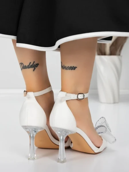 Sandale Dama cu Toc Subtire 5XKK22 WHITE | MEI