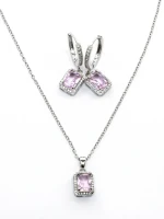 Set Colier + Cercei CLR001 ARGINTIU-ROZ | MEI