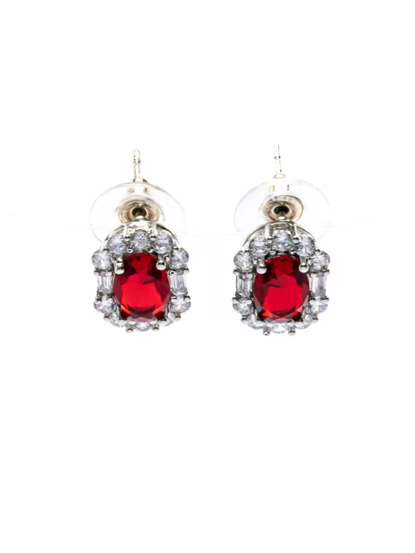 Set Colier + Cercei T1021300 ARGINTIU-ROSU | MEI